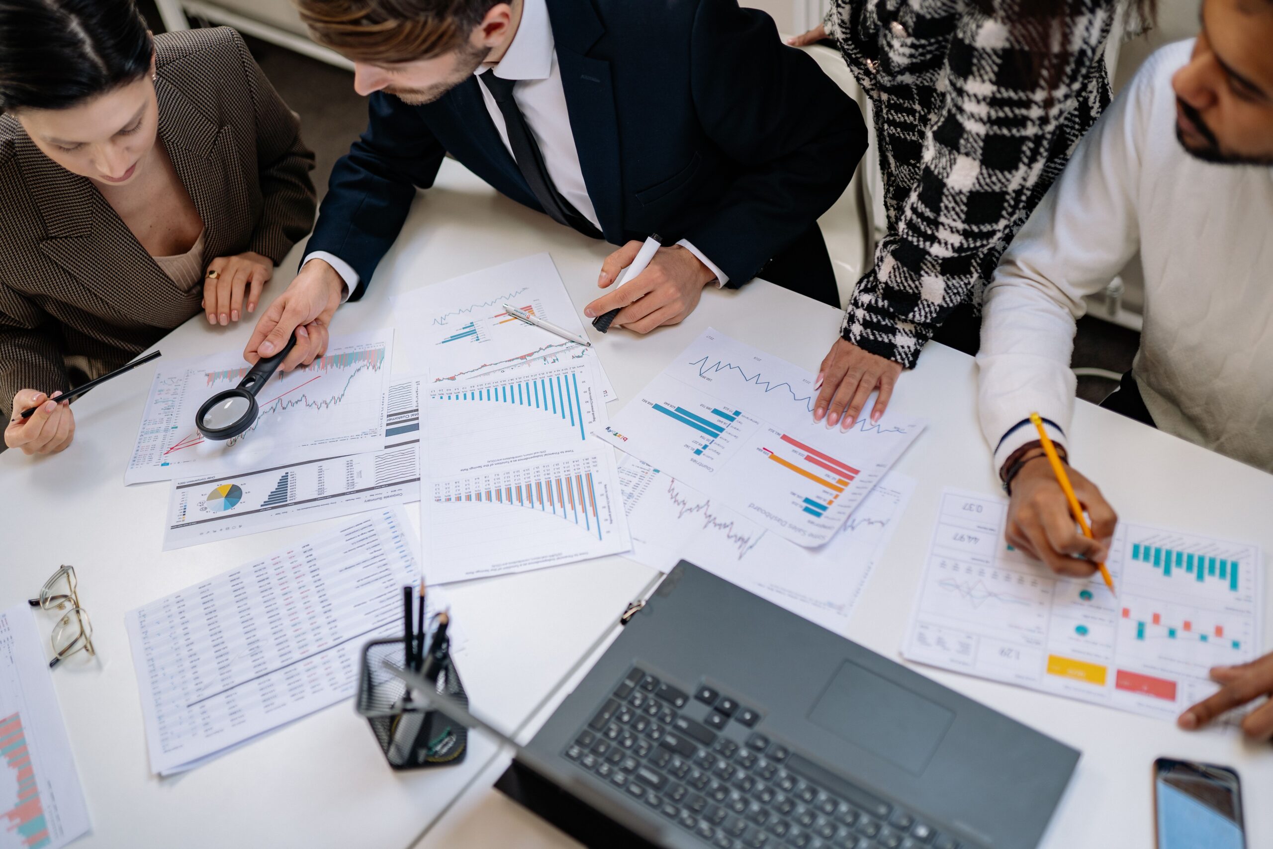 Professionals collaborating around a table
